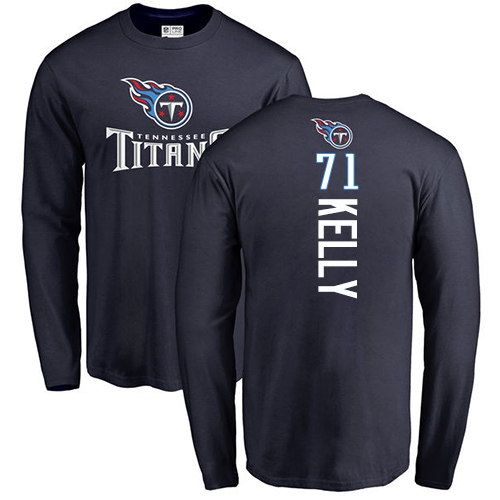 Tennessee Titans Men Navy Blue Dennis Kelly Backer NFL Football #71 Long Sleeve T Shirt